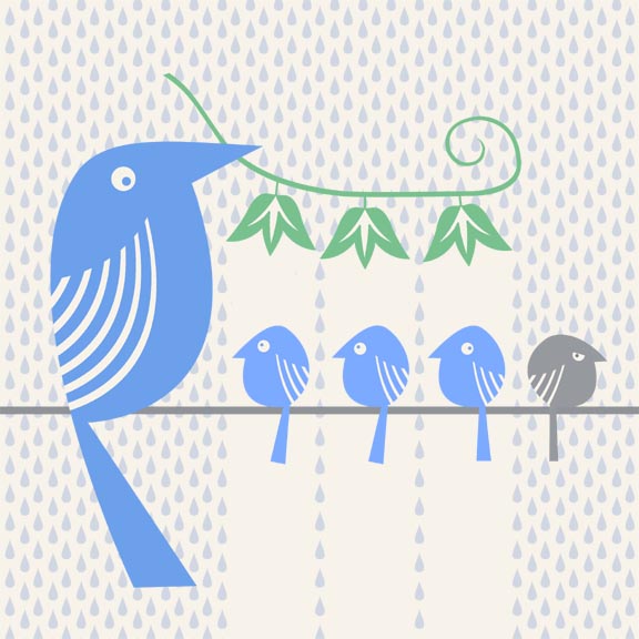 birds in the rain